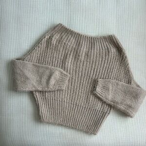 She + Sky Women's Beige Boatneck Sweater